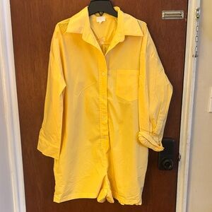 Yellow Button-Up Women's Jumpsuit